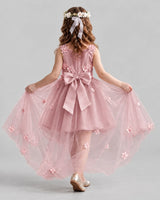 Blush Pink Ball Gown Flower Girl Dresses Back