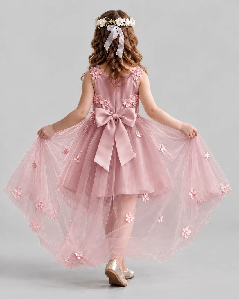 Blush Pink Ball Gown Flower Girl Dresses Back