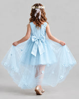 Baby Blue Ball Gown Flower Girl Dresses Back