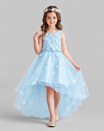 Baby Blue Ball Gown Flower Girl Dresses Front