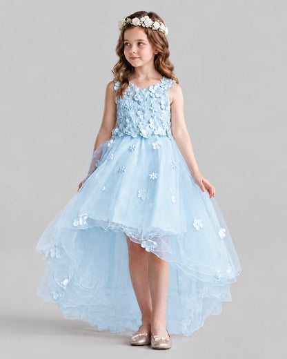 Baby Blue Ball Gown Flower Girl Dresses Pose