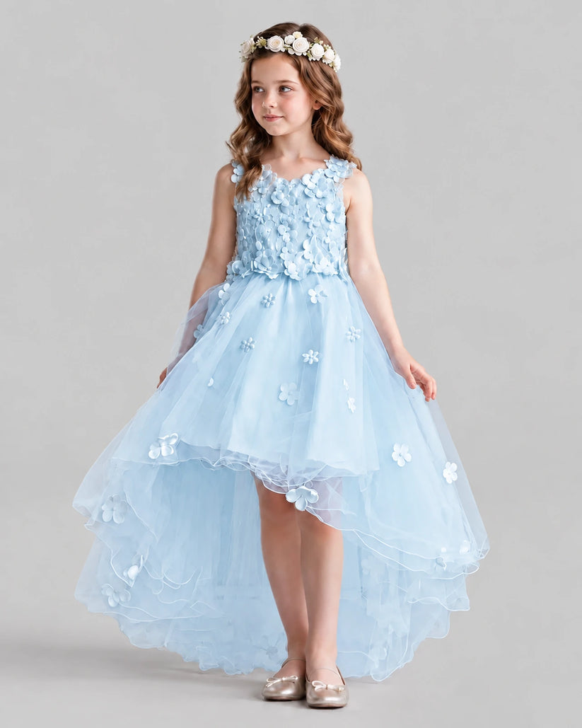Baby Blue Ball Gown Flower Girl Dresses Pose