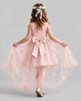 Blush Pink Ball Gown Flower Girl Dresses Back