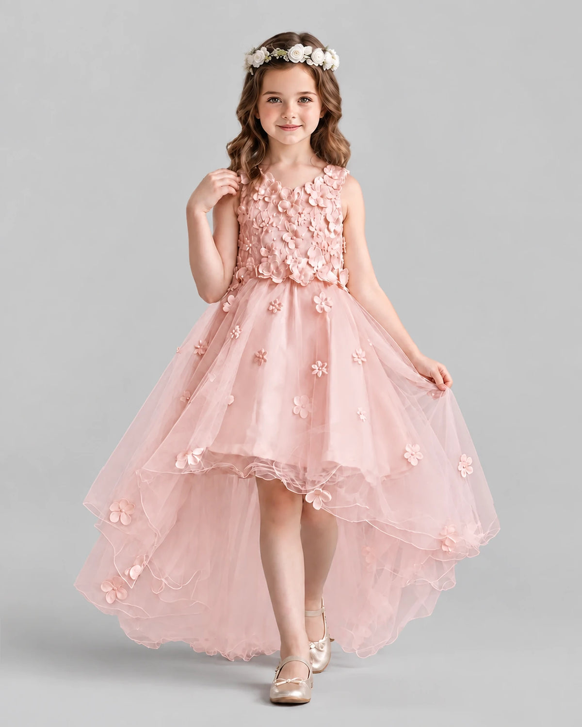 Blush Pink Ball Gown Flower Girl Dresses Front