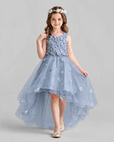 Dusty Blue Ball Gown Flower Girl Dresses Front