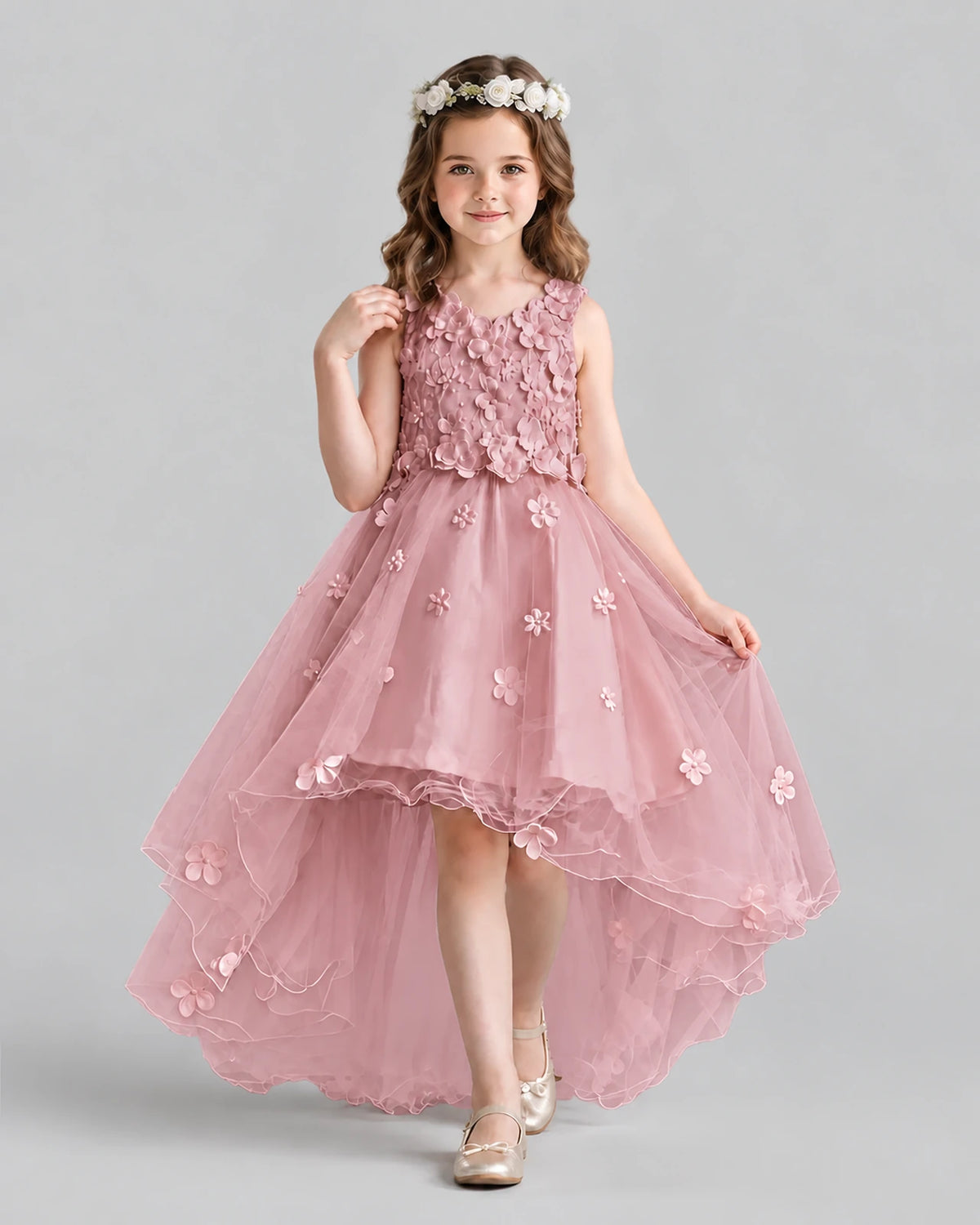 Blush Pink Ball Gown Flower Girl Dresses Front