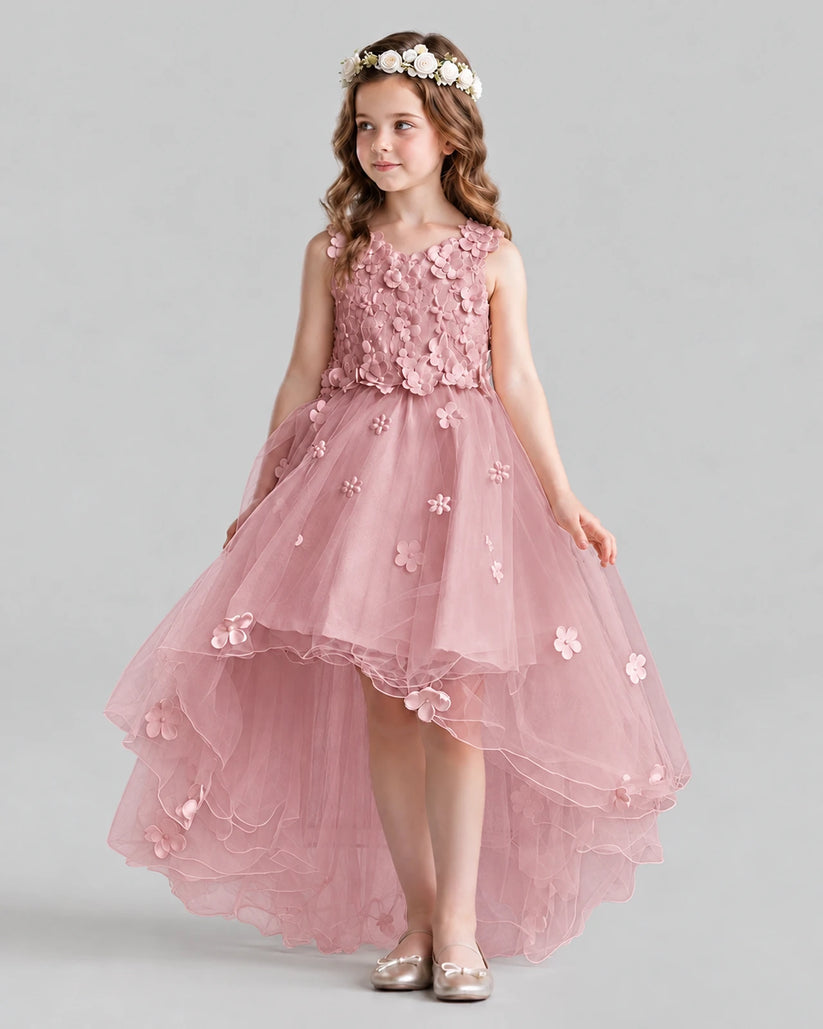 Blush Pink Ball Gown Flower Girl Dresses Pose