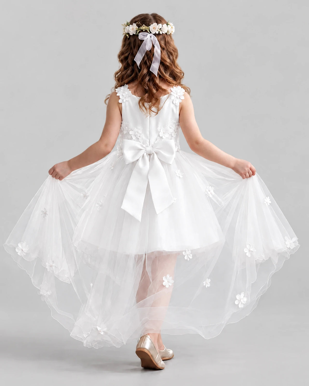 Ivory Ball Gown Flower Girl Dresses Back