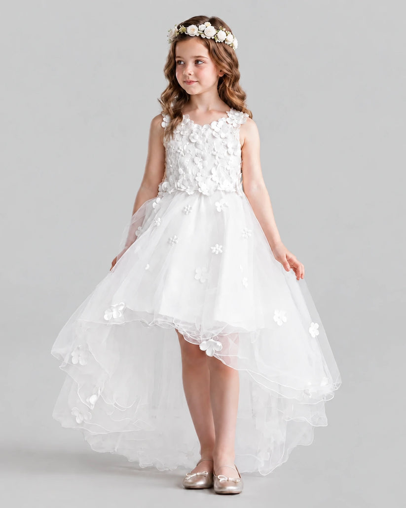 Ivory Ball Gown Flower Girl Dresses Pose