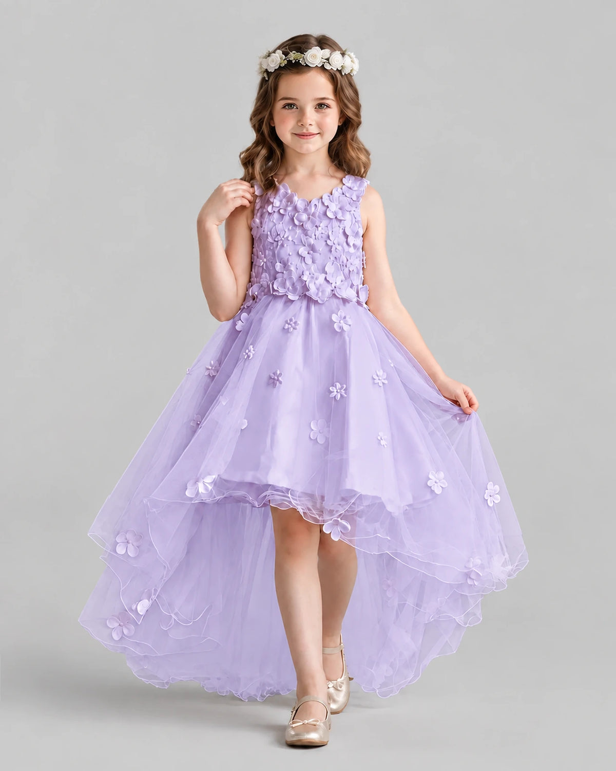 Lavender Ball Gown Flower Girl Dresses Front