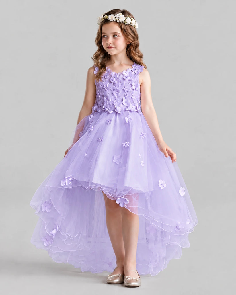 Lavender Ball Gown Flower Girl Dresses Pose
