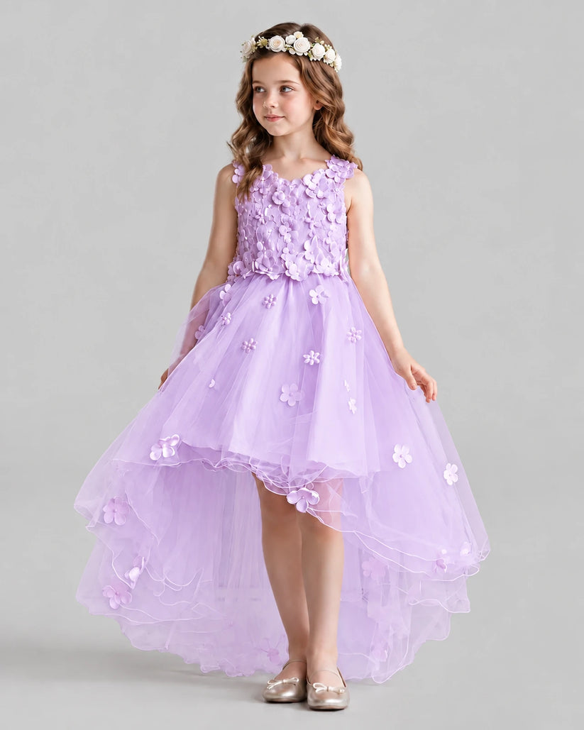 Lilac Ball Gown Flower Girl Dresses Pose