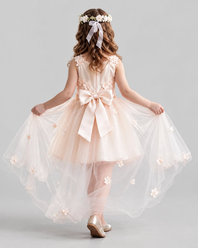 Pink Ball Gown Flower Girl Dresses Back
