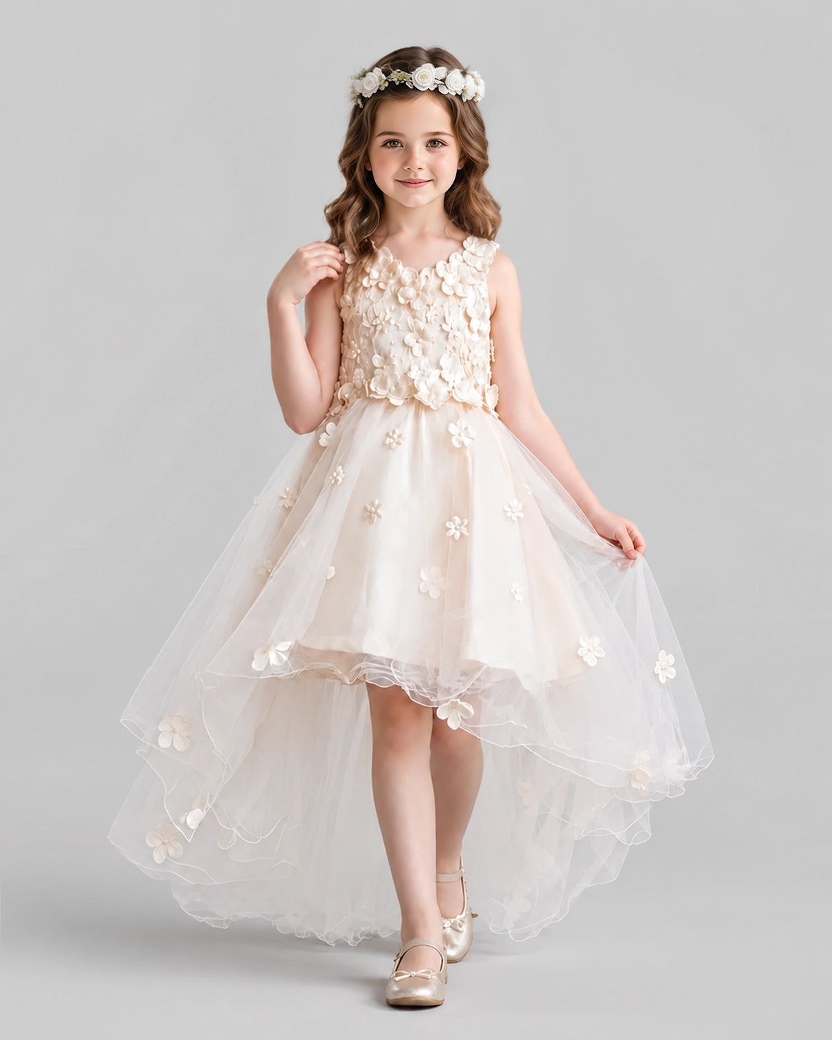 Pink Ball Gown Flower Girl Dresses Front