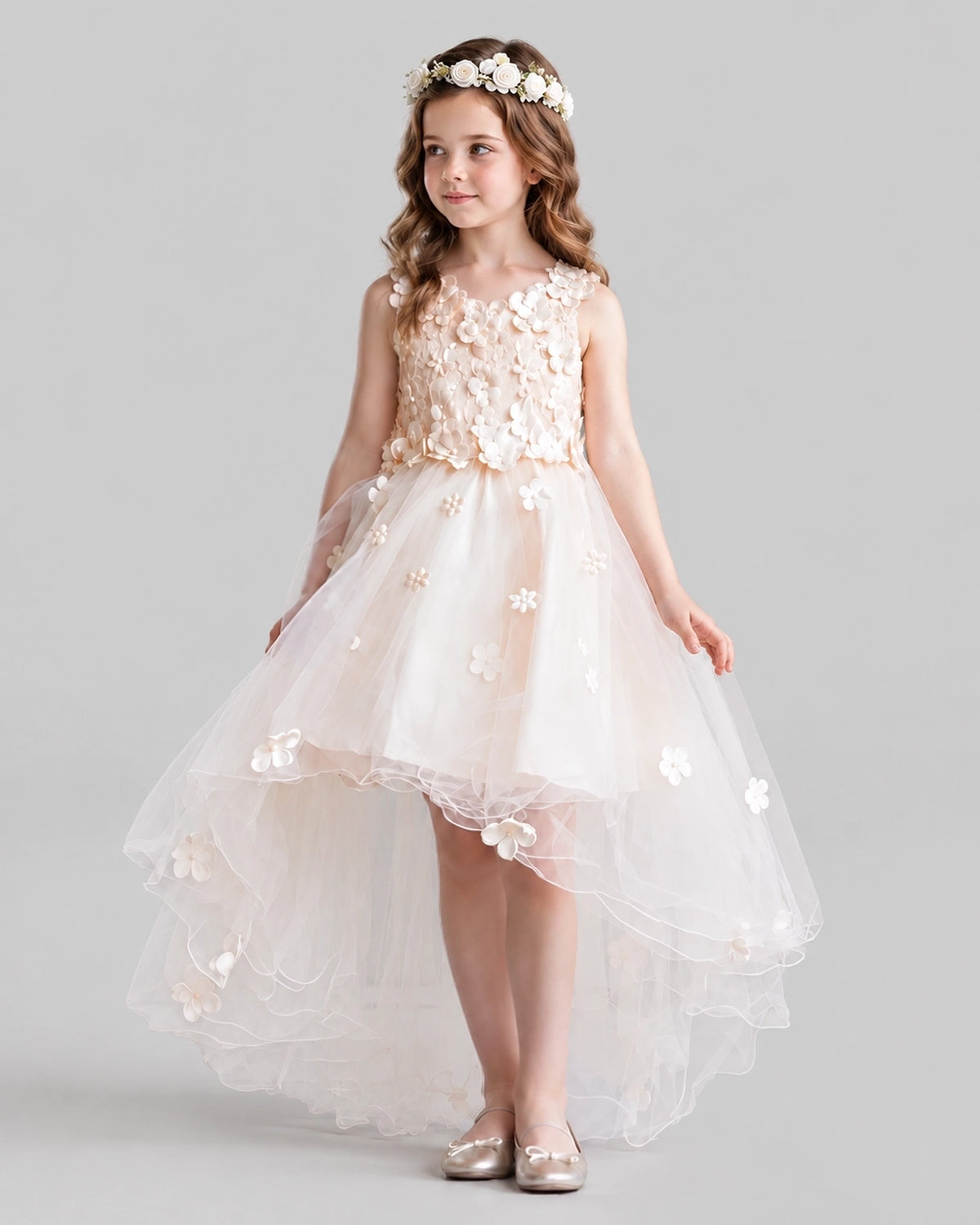 Pink Ball Gown Flower Girl Dresses Pose