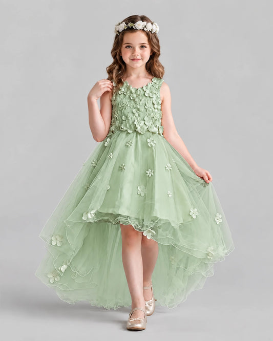 Sage Green Ball Gown Flower Girl Dresses Front