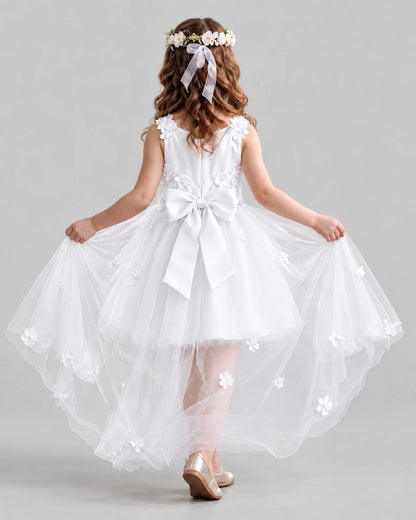 White Ball Gown Flower Girl Dresses Back