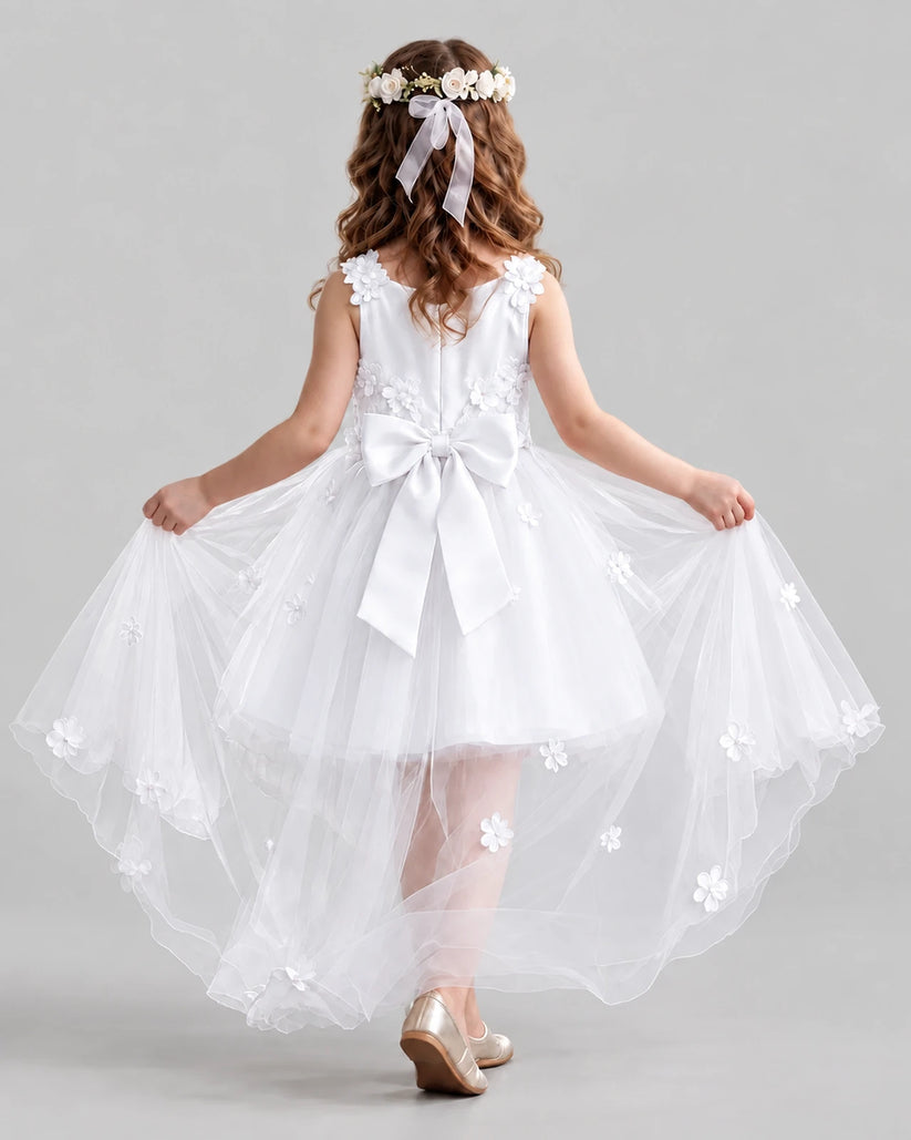White Ball Gown Flower Girl Dresses Back