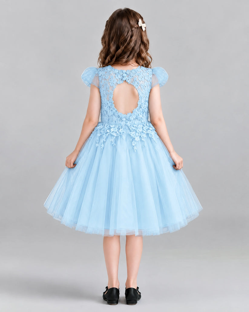Baby Blue Ball Gown Girls Formal Dresses Back