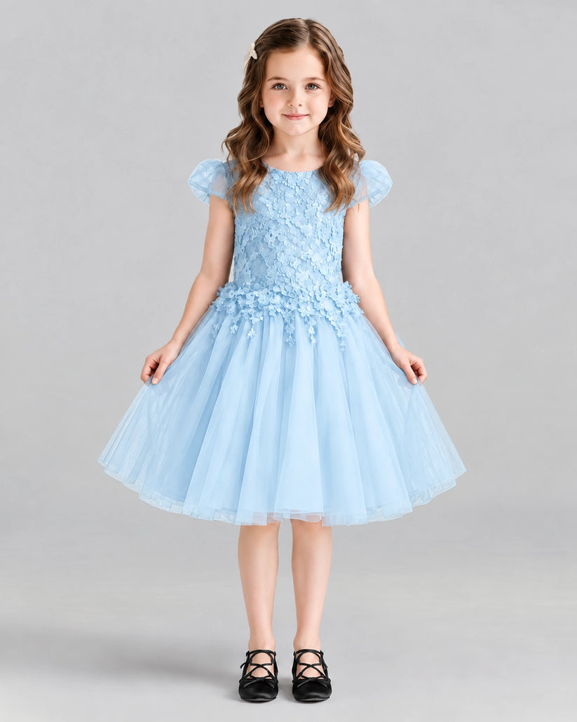 Baby Blue Ball Gown Girls Formal Dresses Front