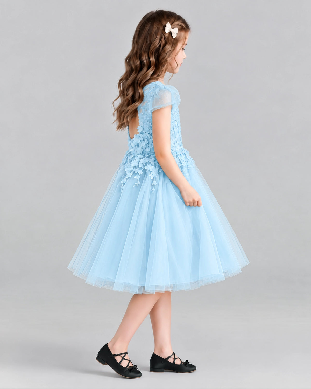 Baby Blue Ball Gown Girls Formal Dresses Side