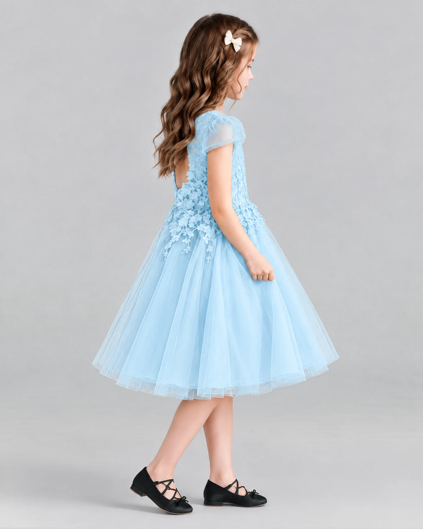 Baby Blue Ball Gown Girls Formal Dresses Side