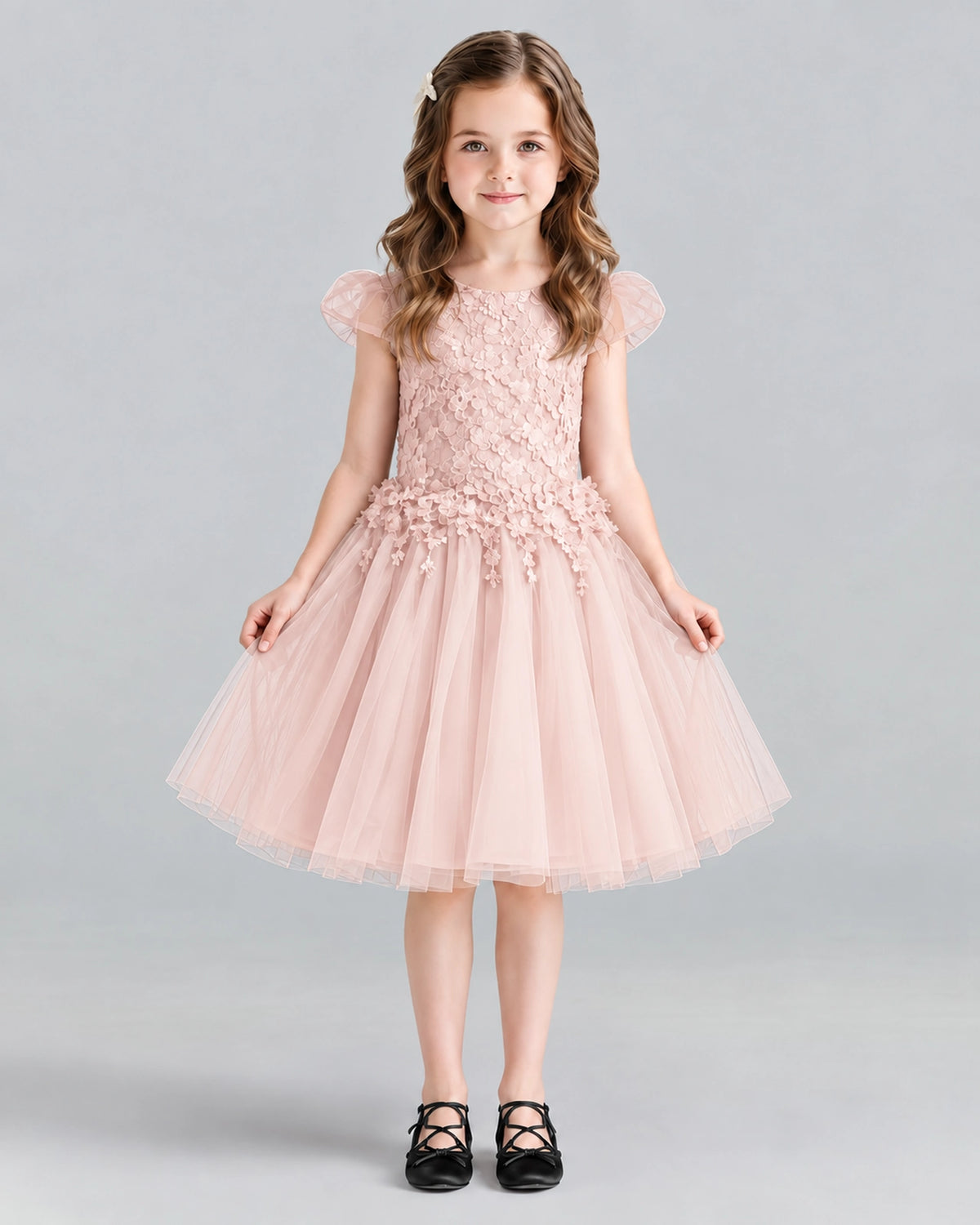 Blush Pink Ball Gown Girls Formal Dresses Front