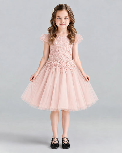 Blush Pink Ball Gown Girls Formal Dresses Front