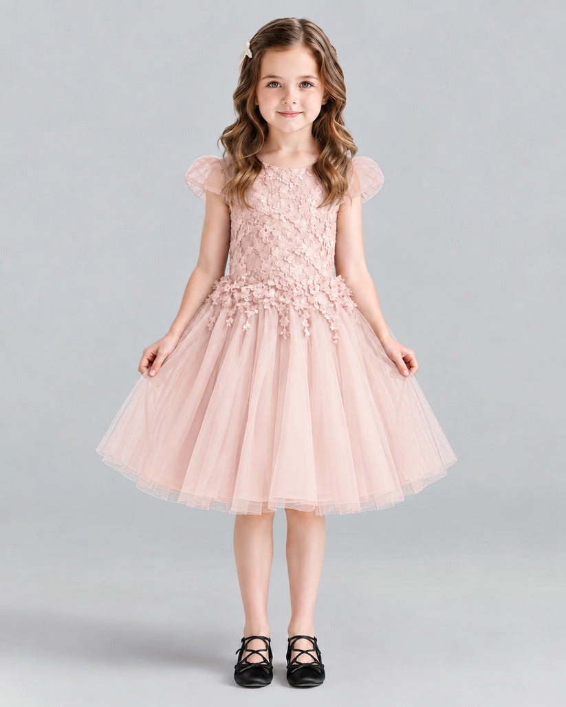 Blush Pink Ball Gown Girls Formal Dresses Front