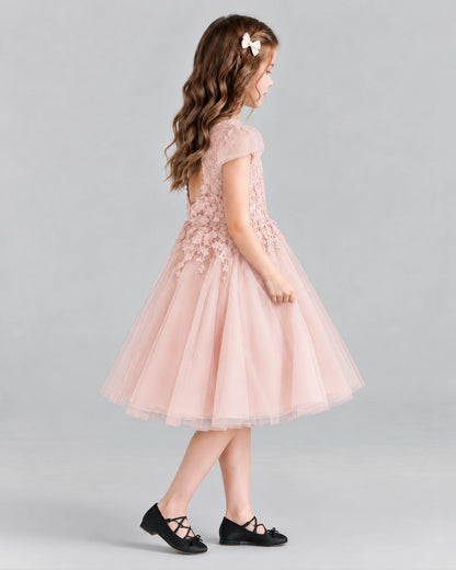 Blush Pink Ball Gown Girls Formal Dresses Side