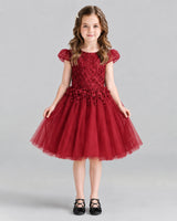 Burgundy Ball Gown Girls Formal Dresses Front