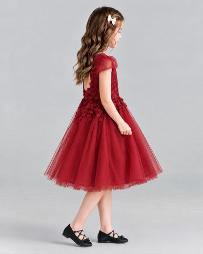 Burgundy Ball Gown Girls Formal Dresses Side