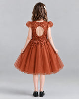 Burnt Orange Ball Gown Girls Formal Dresses Back