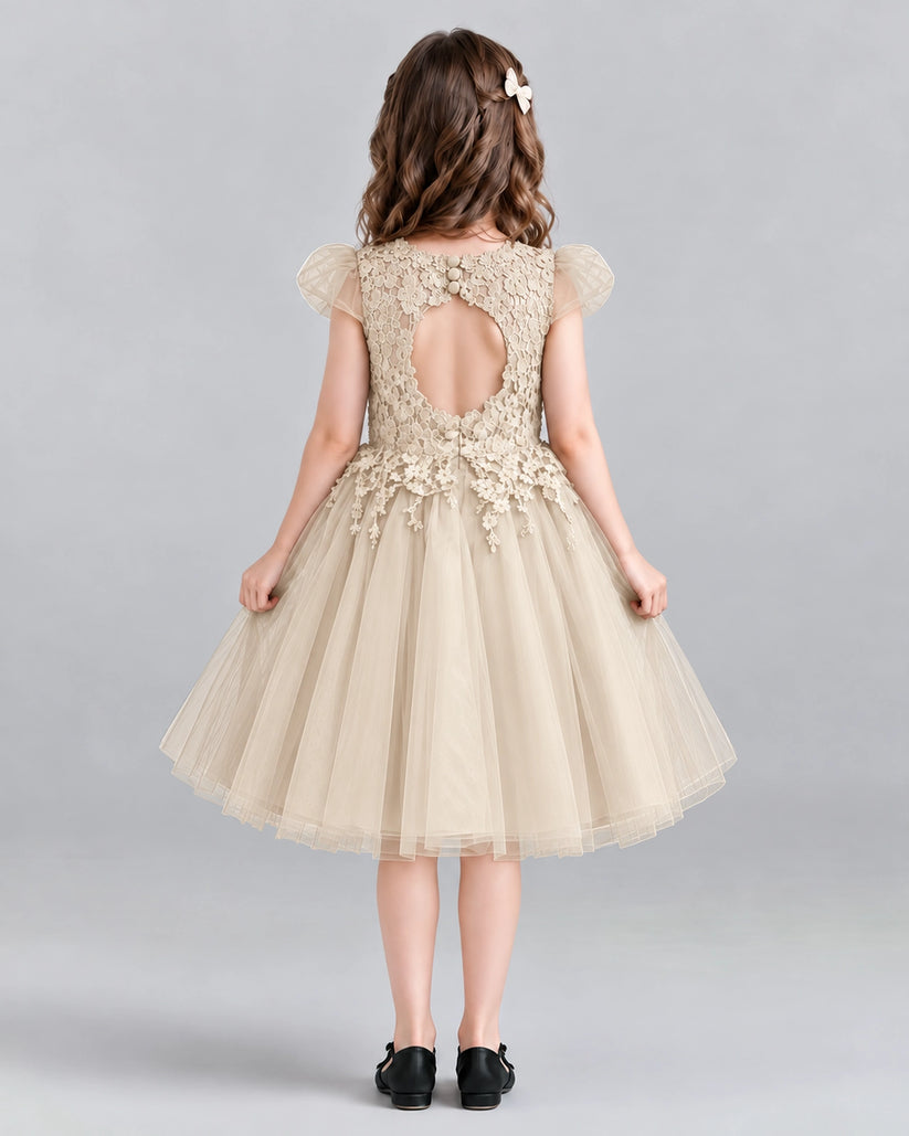 Champagne Ball Gown Girls Formal Dresses Back