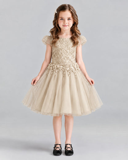 Champagne Ball Gown Girls Formal Dresses Front