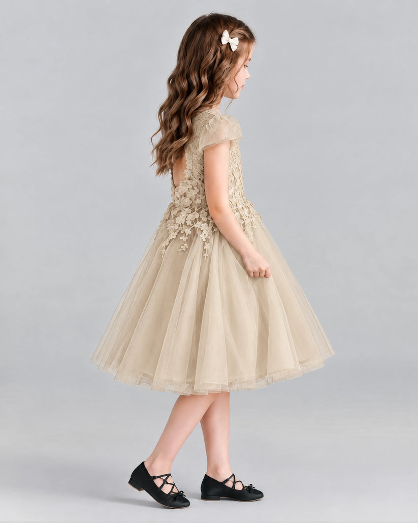 Champagne Ball Gown Girls Formal Dresses Side
