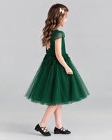 Dark Green Ball Gown Girls Formal Dresses Side