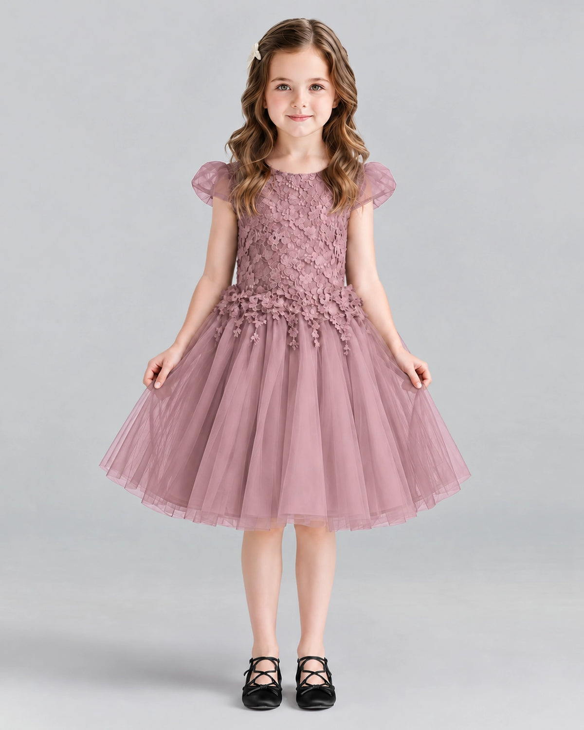 Dusty Rose Ball Gown Girls Formal Dresses Front