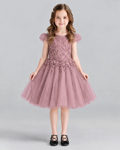 Dusty Rose Ball Gown Girls Formal Dresses Front
