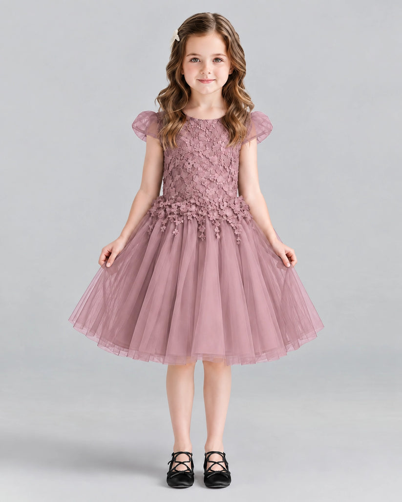 Dusty Rose Ball Gown Girls Formal Dresses Front