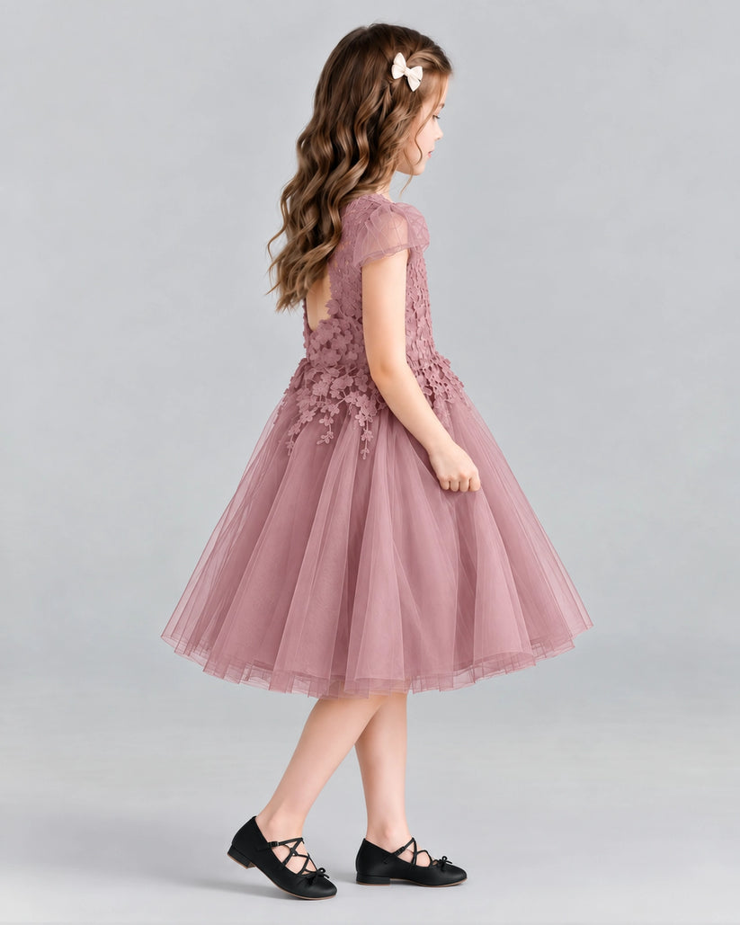 Dusty Rose Ball Gown Girls Formal Dresses Side