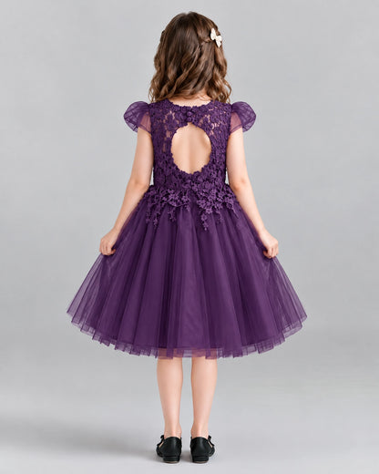 Grape Ball Gown Girls Formal Dresses Back