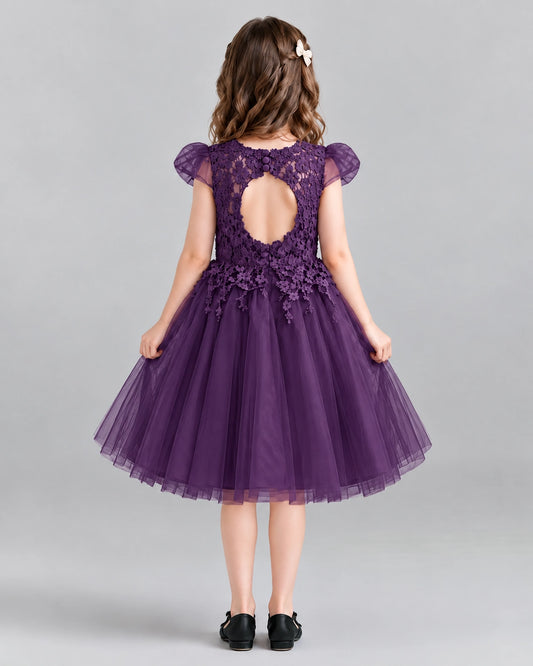 Grape Ball Gown Girls Formal Dresses Back