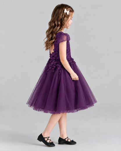 Grape Ball Gown Girls Formal Dresses Side