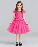 Hot Pink Ball Gown Girls Formal Dresses Front
