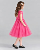 Hot Pink Ball Gown Girls Formal Dresses Side