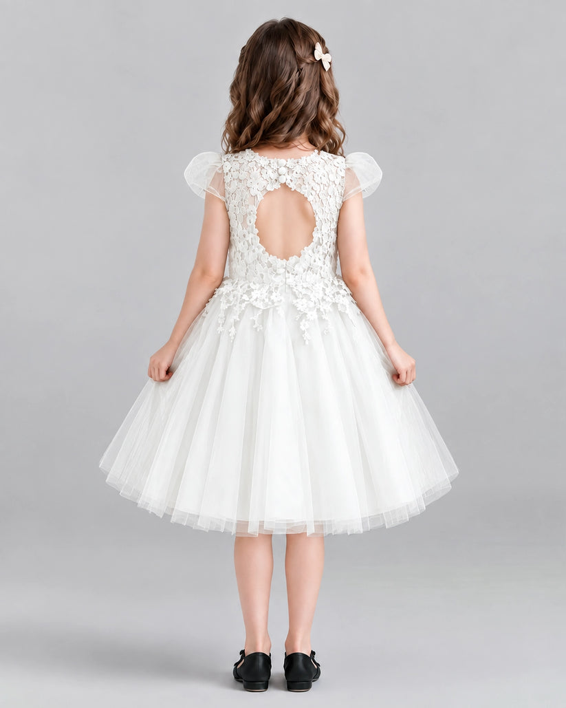 Ivory Ball Gown Girls Formal Dresses Back