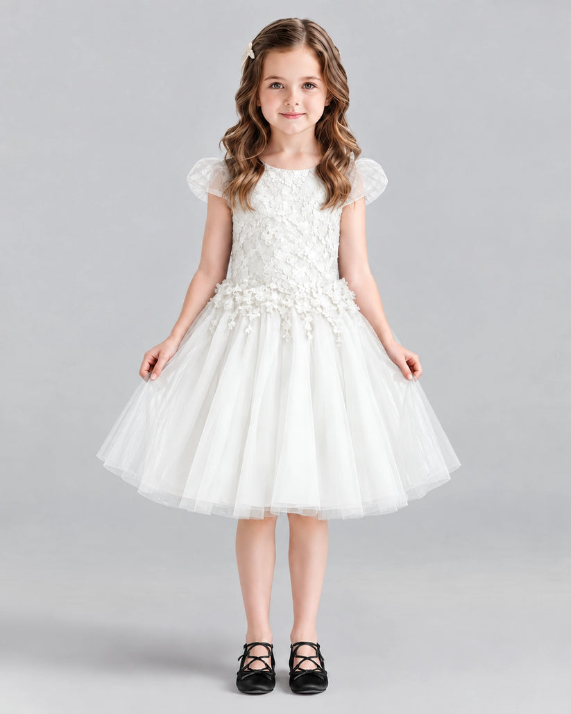 Ivory Ball Gown Girls Formal Dresses Front