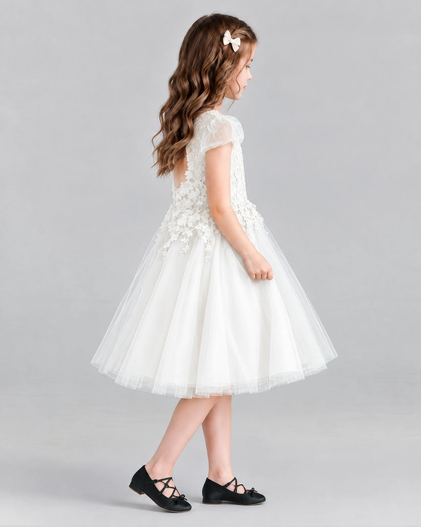 Ivory Ball Gown Girls Formal Dresses Side