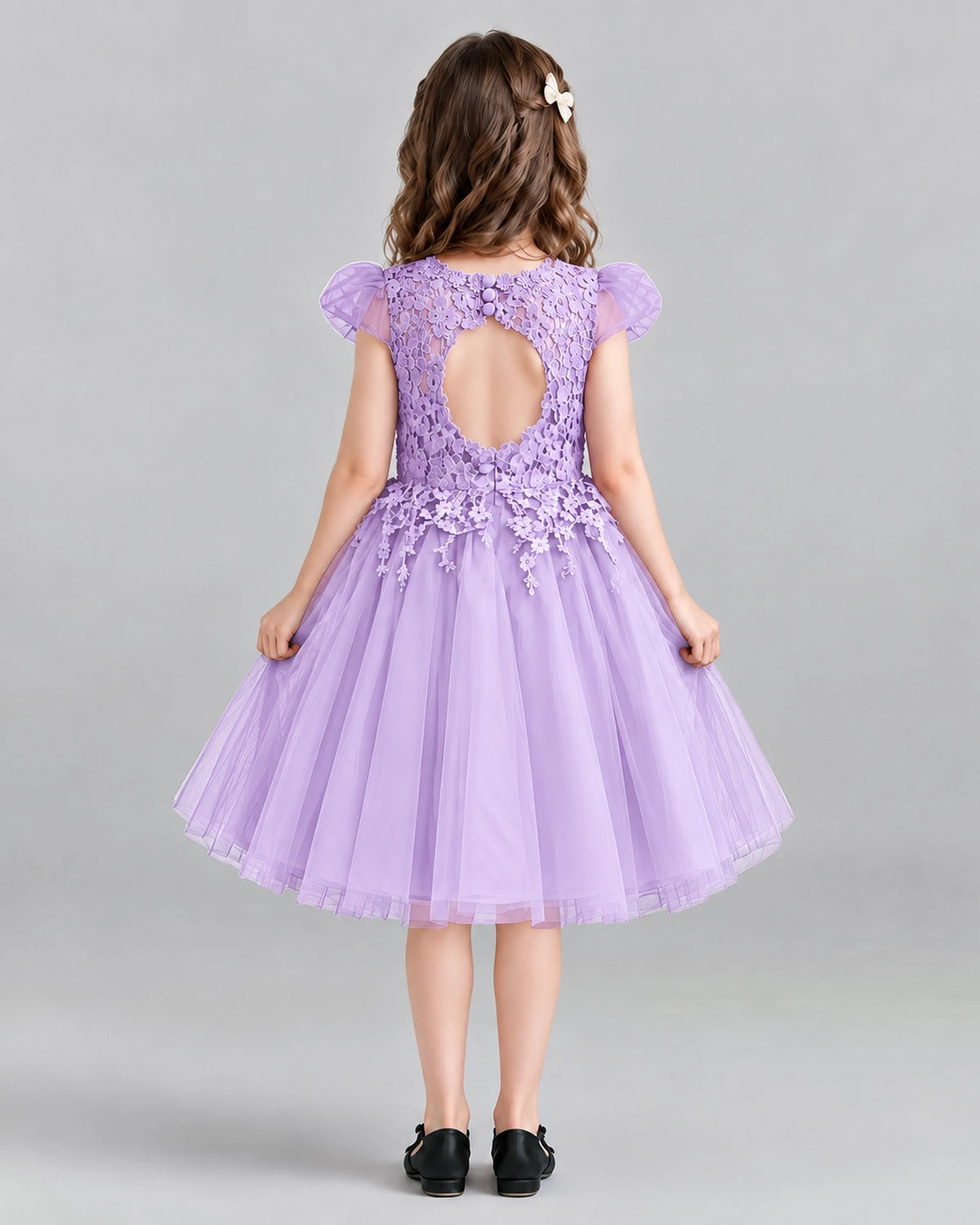 Lilac Ball Gown Girls Formal Dresses Back